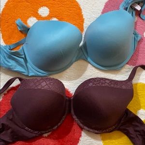 Maroon and teal Victoria secret push up bras 38D